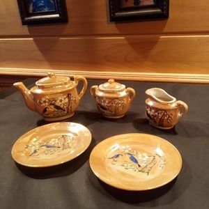 Vintage Lustreware Porcelain Child's Tea Set Japan 7 Pieces